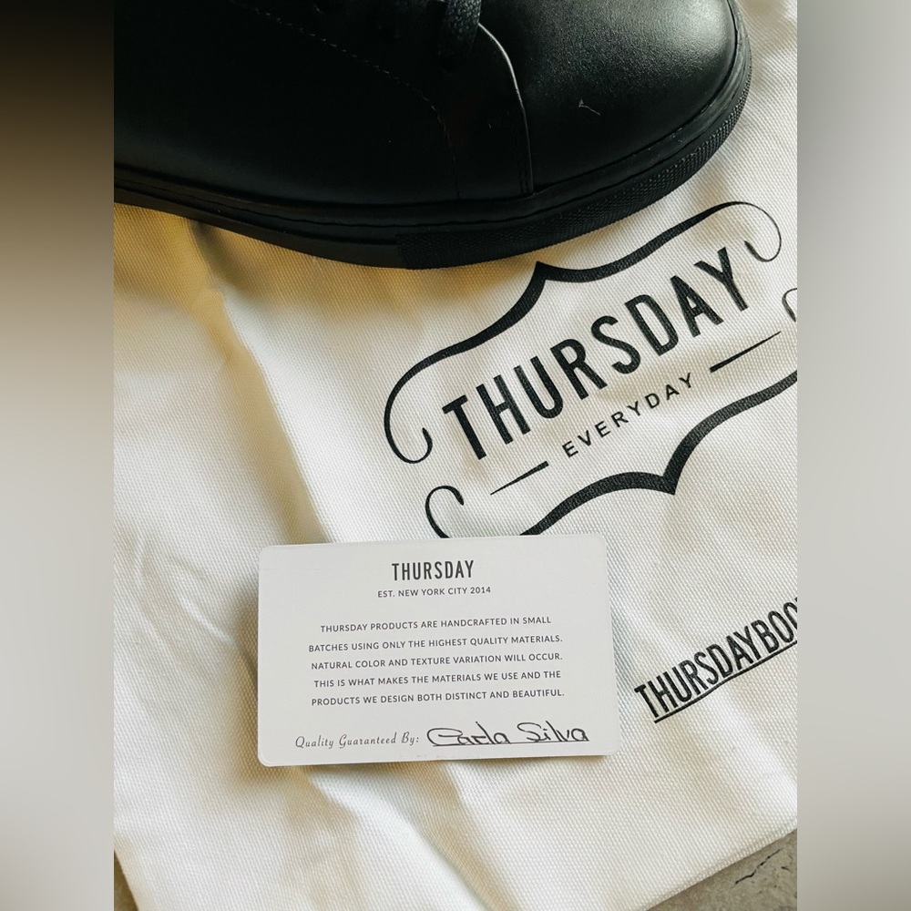 Brand New Thursday Boot Company Black Leather Sneakers Encore - Picture 6 of 10